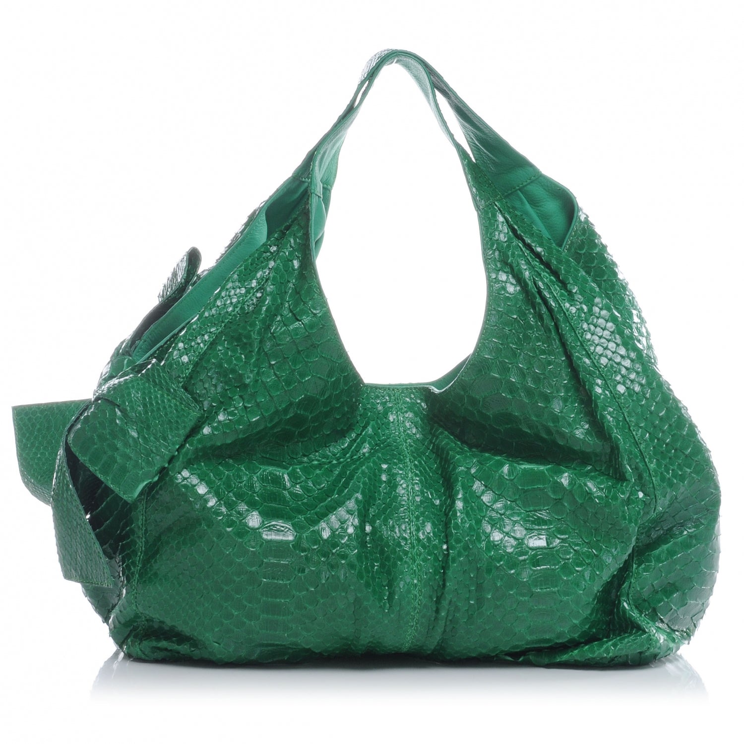 Valentino Garavani Python Large Nuage Bow Hobo Emerald 1 of 5