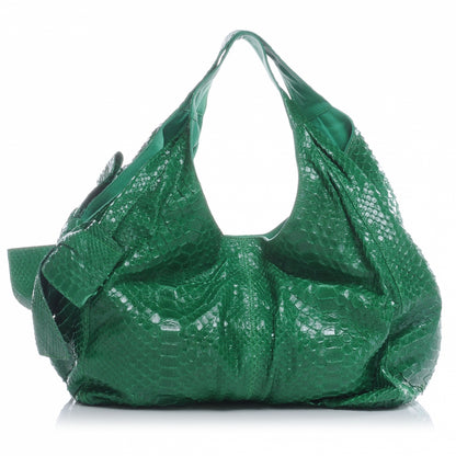 Valentino Garavani Python Large Nuage Bow Hobo Emerald 1 of 5