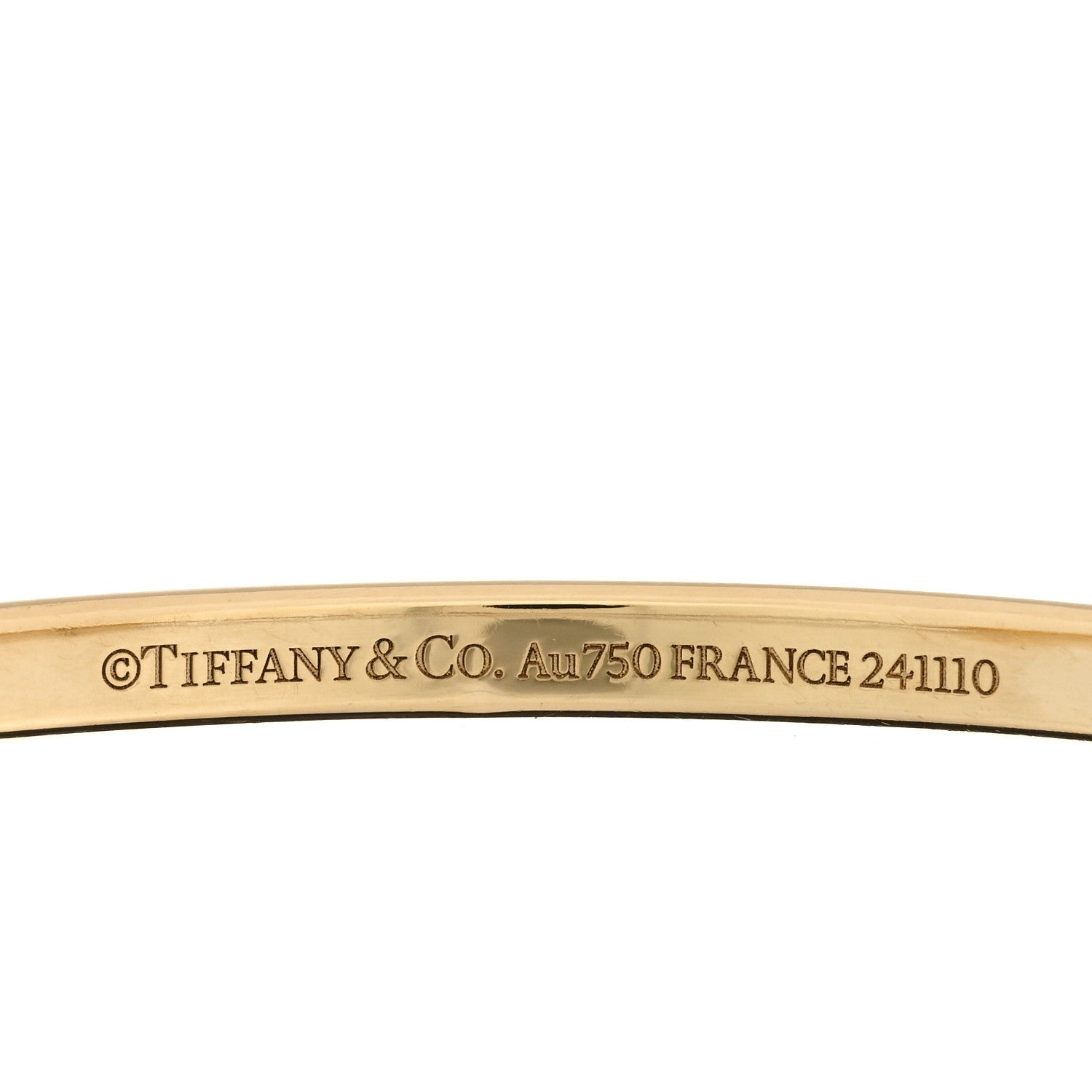 Tiffany 18K Yellow White Gold Tiffany Narrow Lock Bangle Bracelet 3 of 6