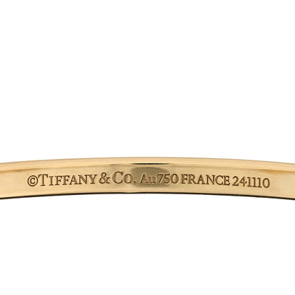 Tiffany 18K Yellow White Gold Tiffany Narrow Lock Bangle Bracelet 3 of 6