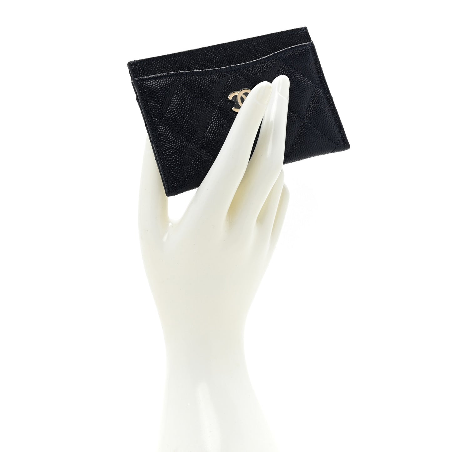 Caviar Quilted Card Holder Dark Blue