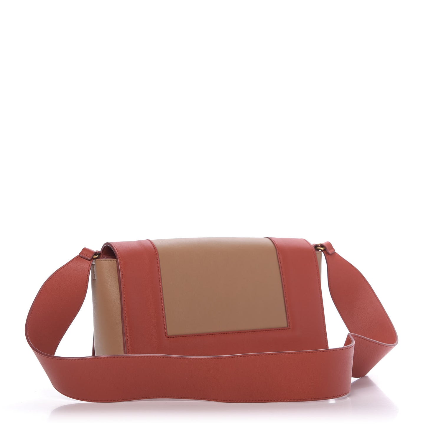 Shiny Smooth Calfskin Medium Frame Shoulder Bag Red Tan