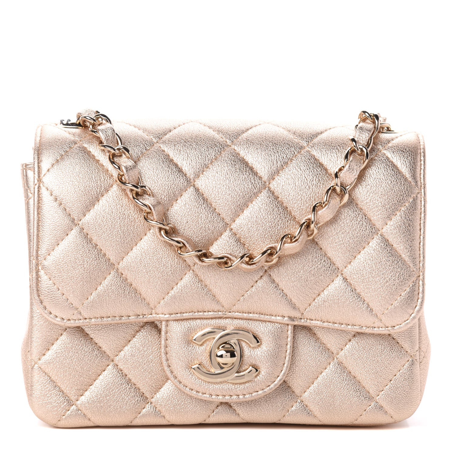 Chanel Metallic Lambskin Quilted Mini Square Flap Gold 1 of 9
