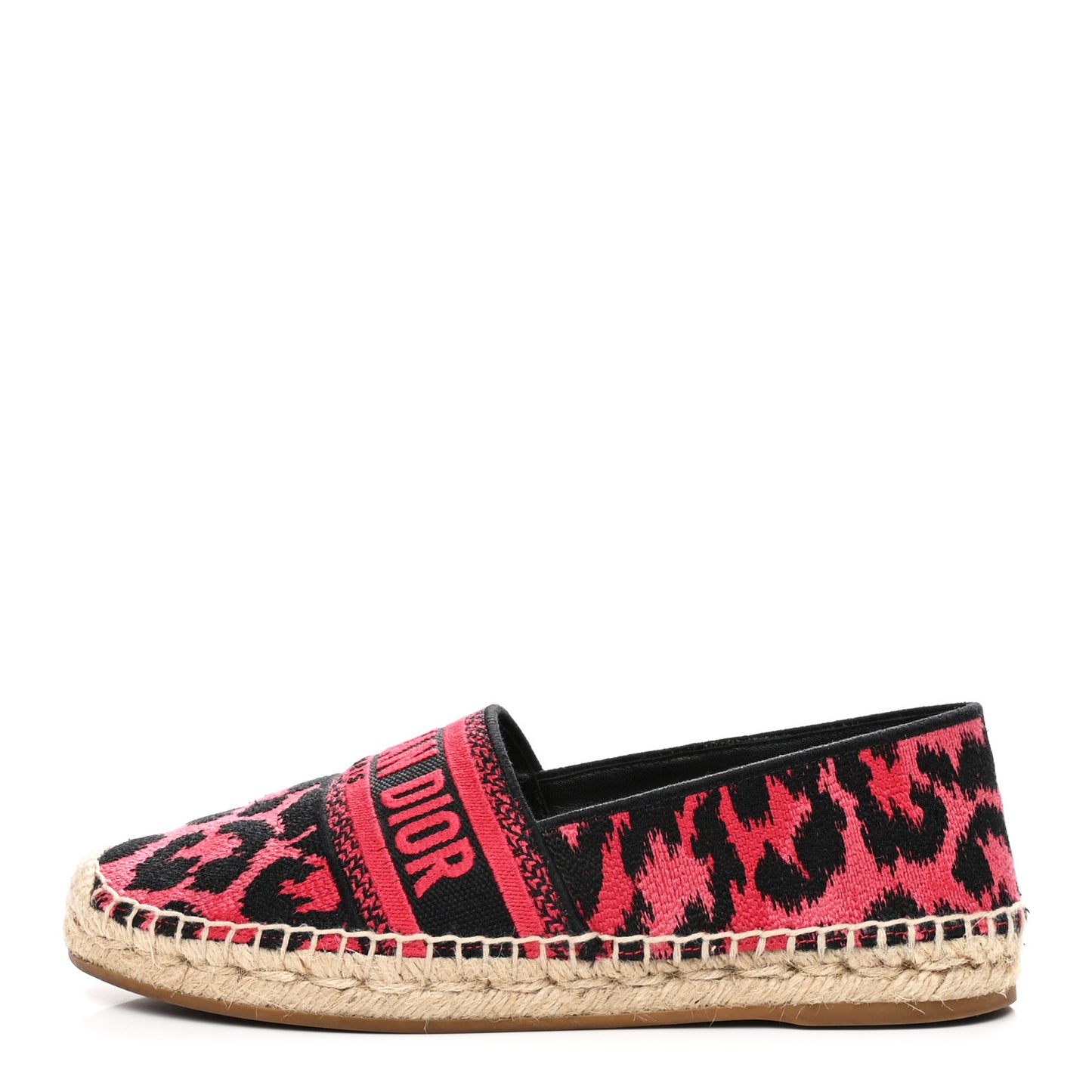 Cotton Embroidered Leopard Print Granville Espadrille 37 Red