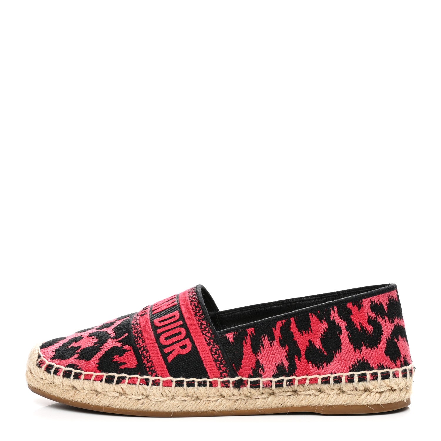 Christian Dior Cotton Embroidered Leopard Print Granville Espadrille 37 Red 1 of 10