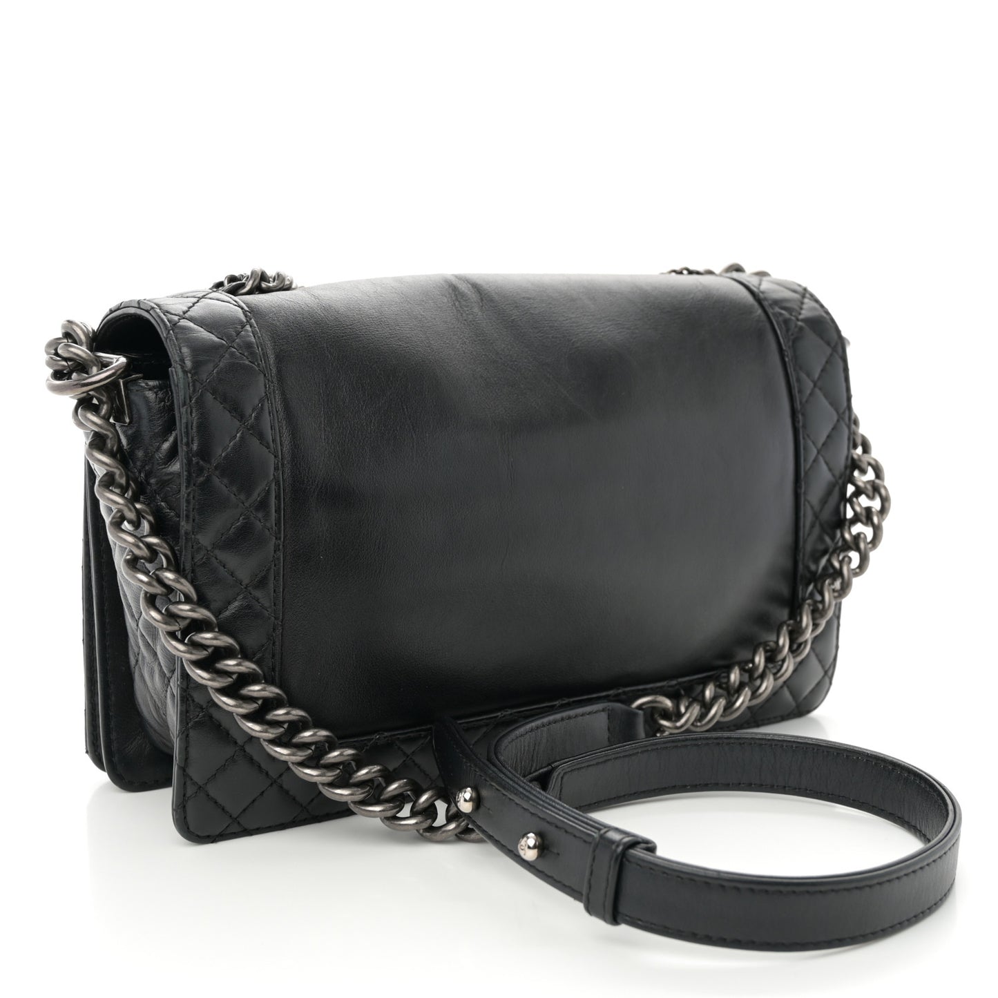 Calfskin Enchained New Medium Boy Flap Black