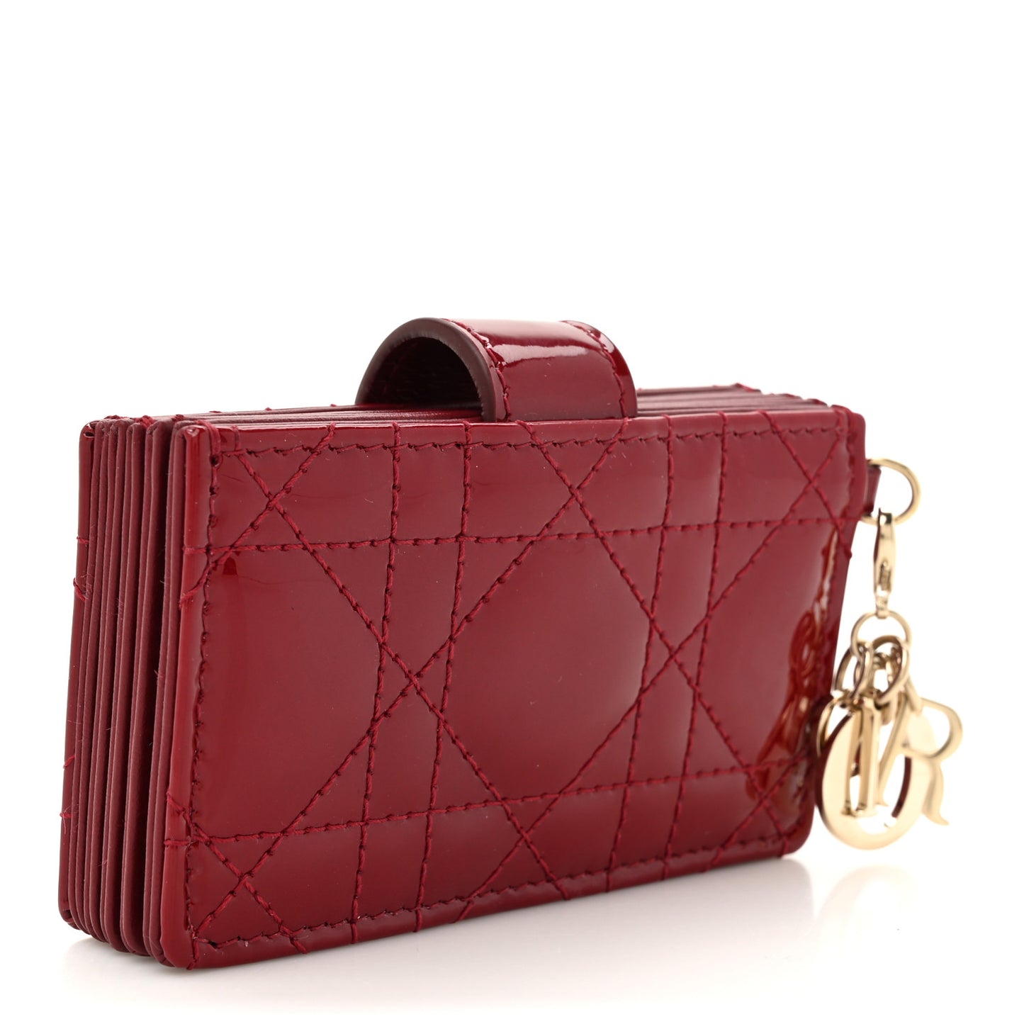Patent Cannage Lady Dior 5-Gusset Card Holder Scarlet