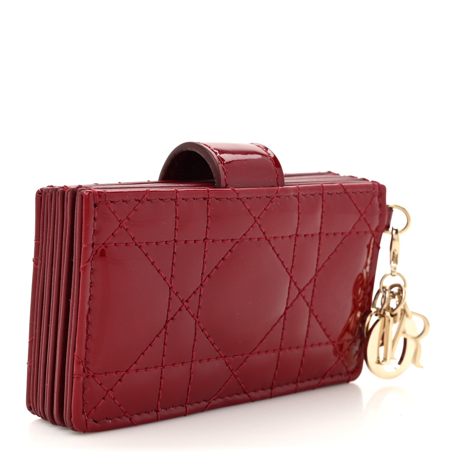 Christian Dior Patent Cannage Lady Dior 5-Gusset Card Holder Scarlet 3 of 8