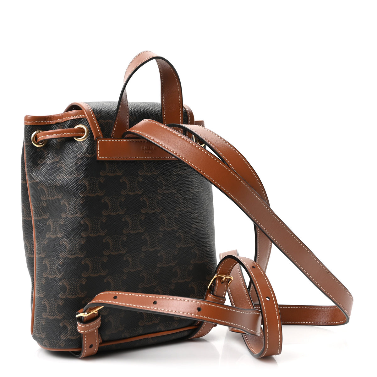 Triomphe Canvas Calfskin Mini Folco Backpack Tan