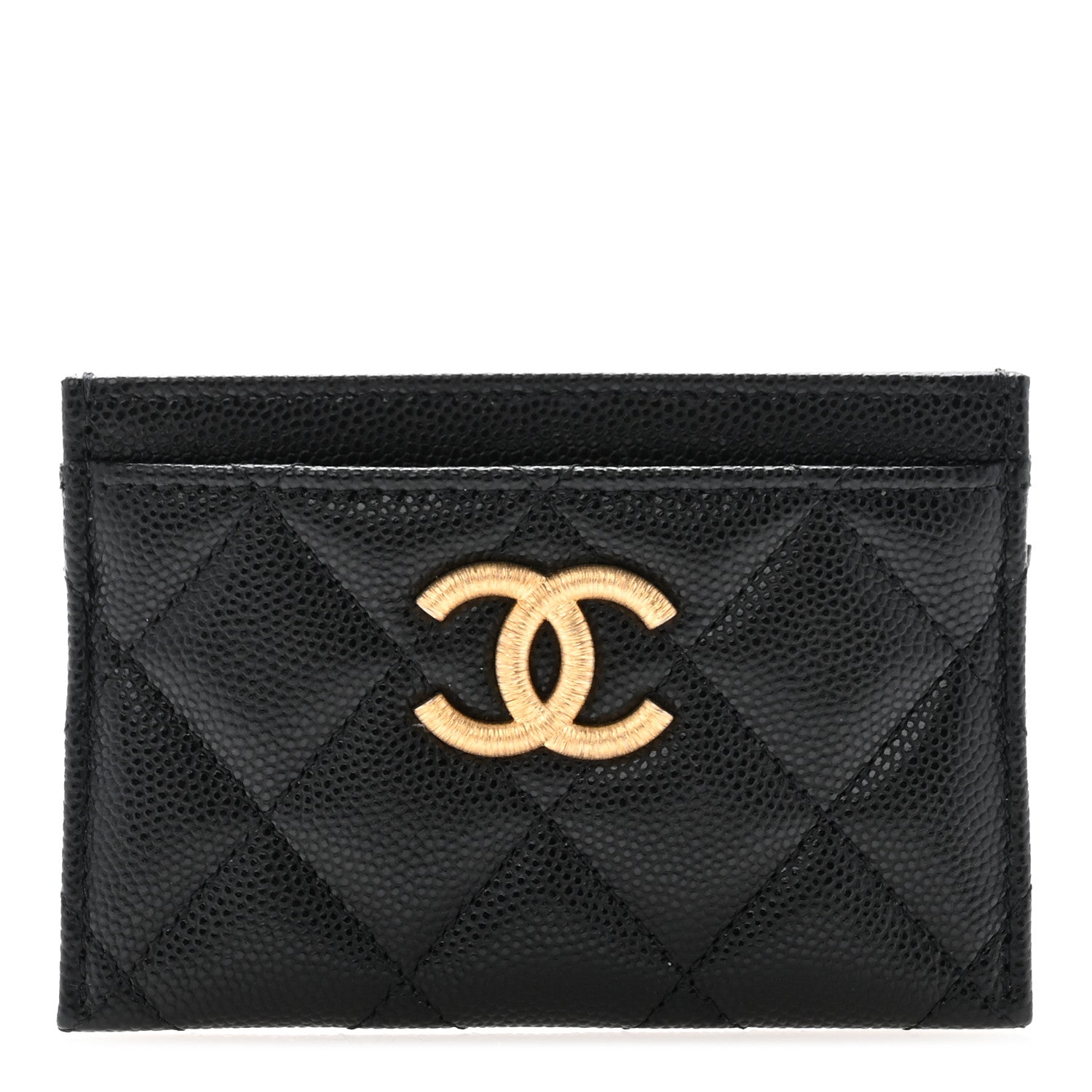 Chanel Caviar Quilted Textured CC Card Holder Black 1 of 10