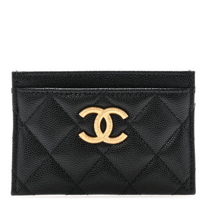 Chanel Caviar Quilted Textured CC Card Holder Black 1 of 10