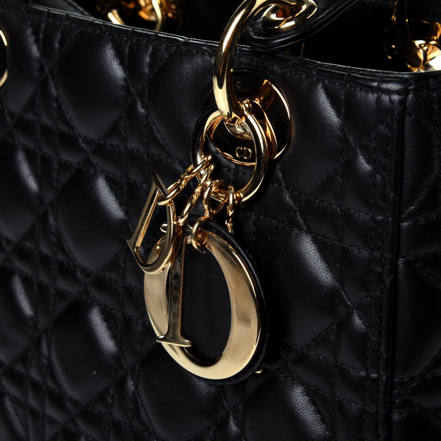 Christian Dior Lambskin Cannage Medium Lady Dior Black 12 of 12