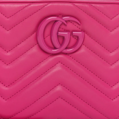 Gucci Calfskin Matelasse Monochrome Small GG Marmont Chain Shoulder Bag Classic Fuxia 8 of 10