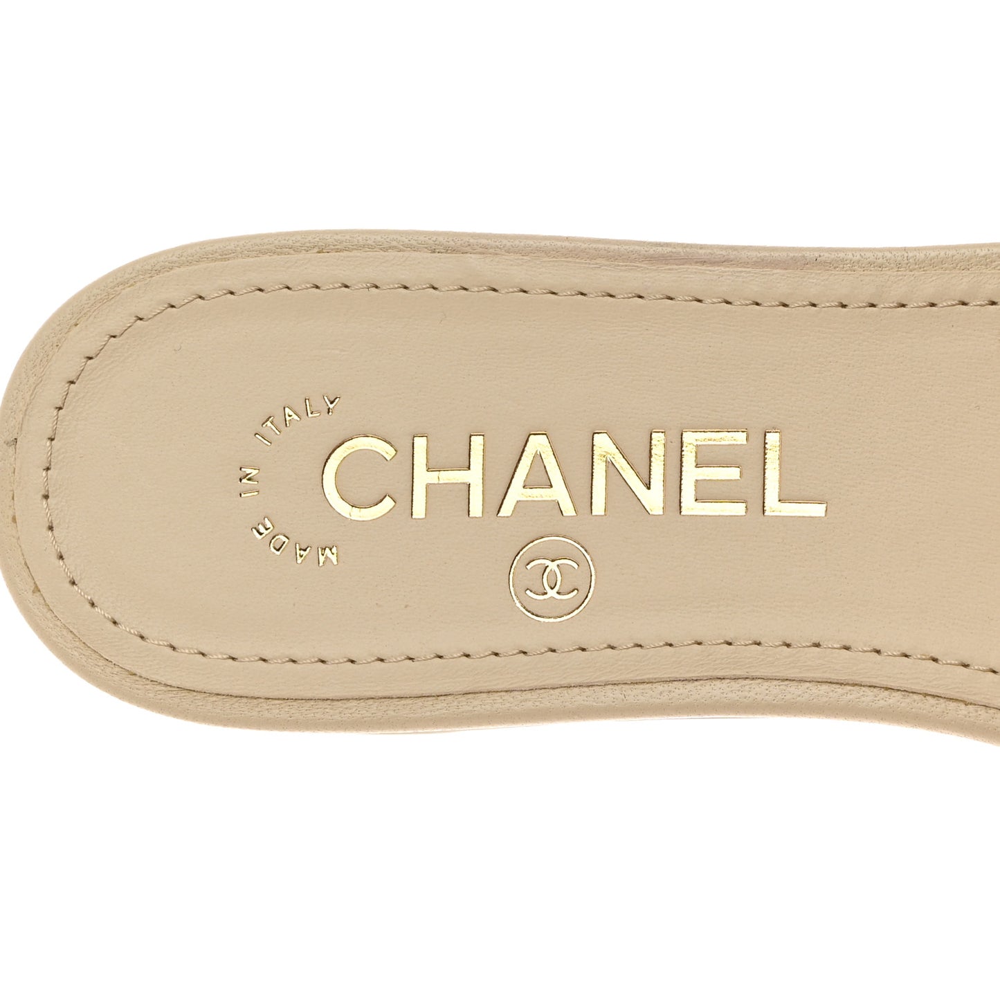 Lambskin Pearl Crystal CC Mules Sandals 38 Beige