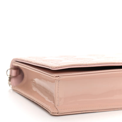 Christian Dior Patent Cannage Lady Dior Convertible Clutch Rose Des Vents 10 of 12