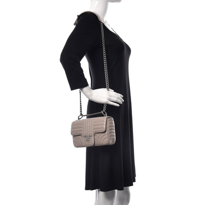 Prada Soft Calfskin Impunture Diagramme Medium Chain Flap Shoulder Bag Pomice 2 of 8