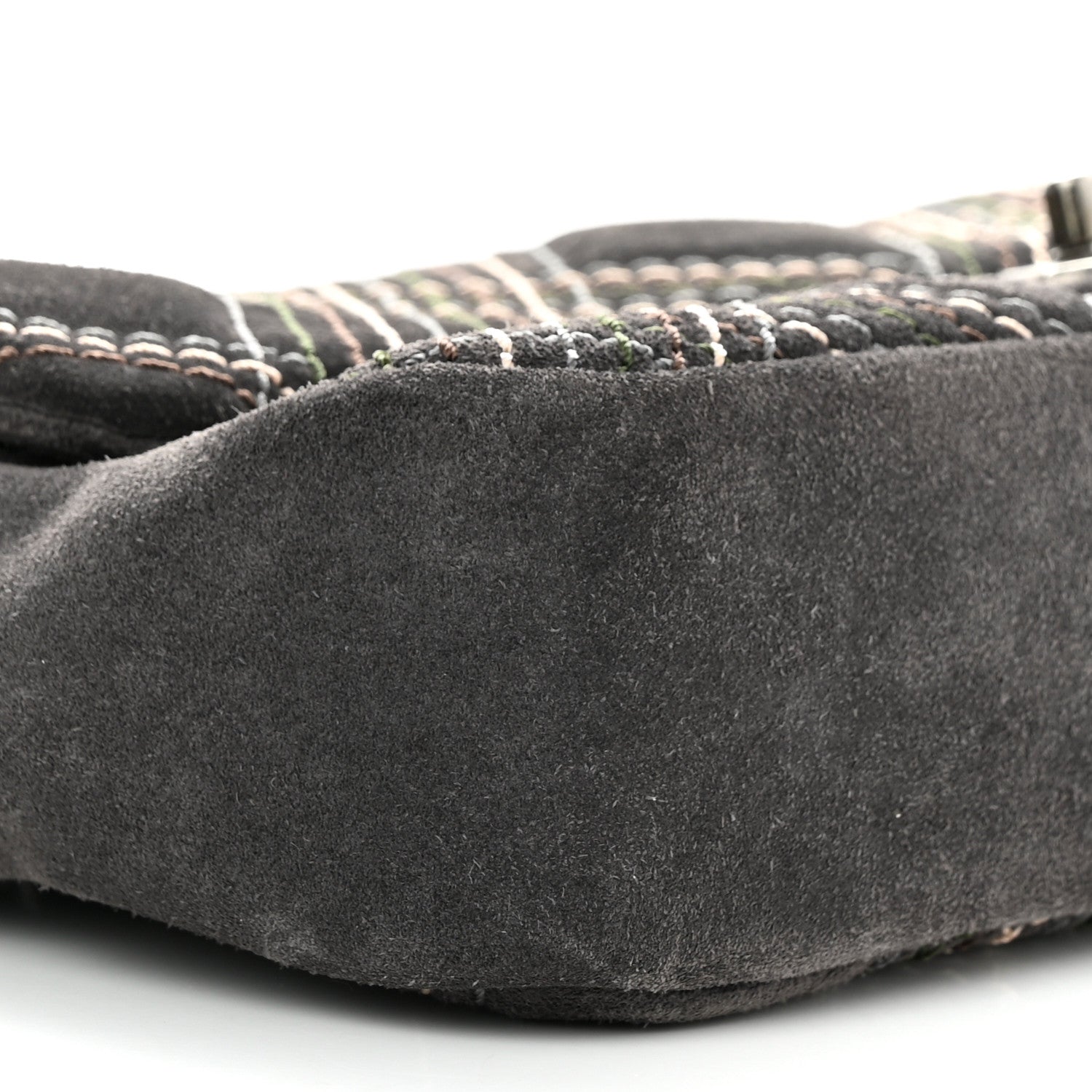 Chanel Suede Stitched Medium Saltire Single Flap Grey 10 of 11