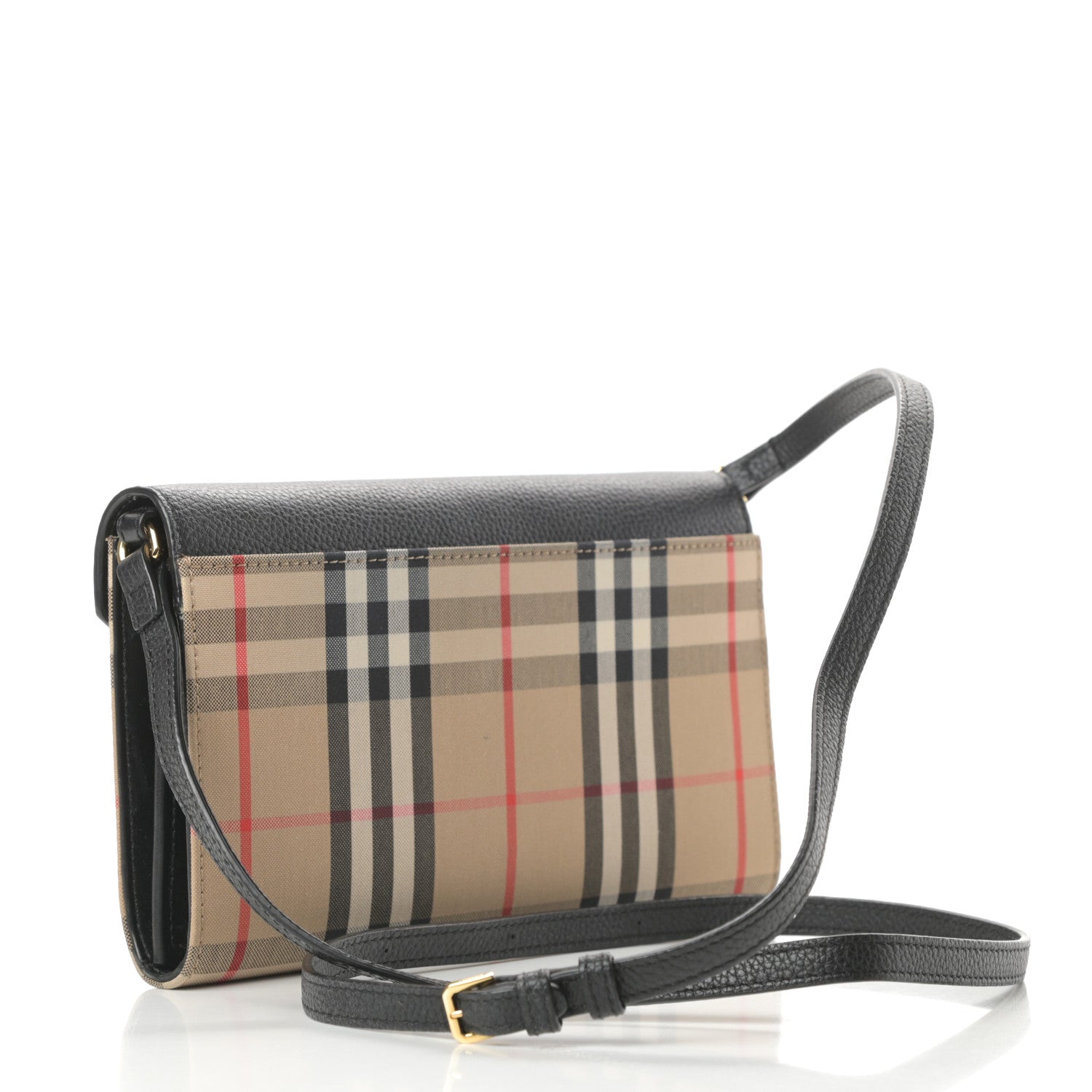 Burberry Grainy Calfskin Vintage Check Wallet With Detachable Strap Black 3 of 12