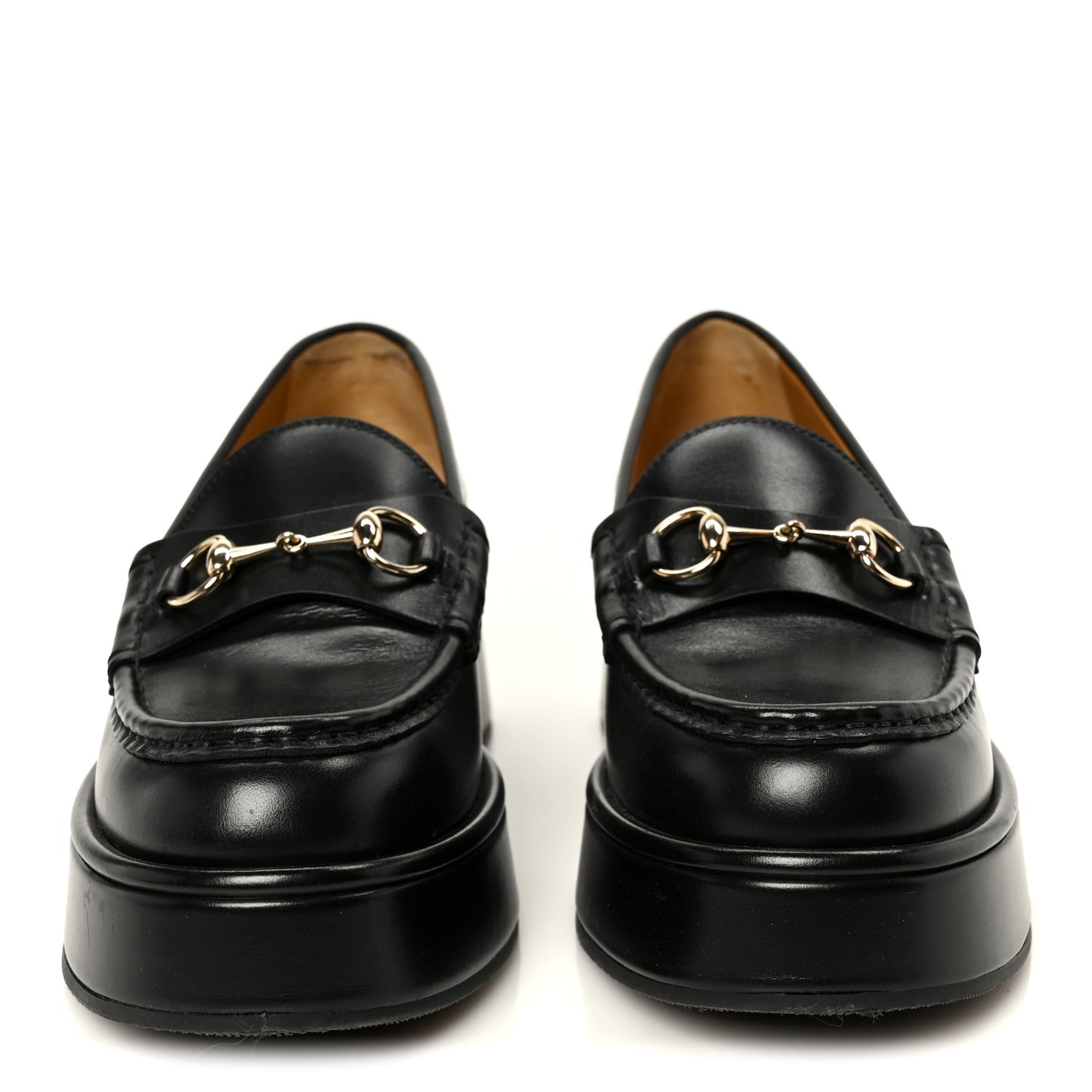 Kama Calfskin Horsebit Womens Wedge Platform Loafers 37.5 Black