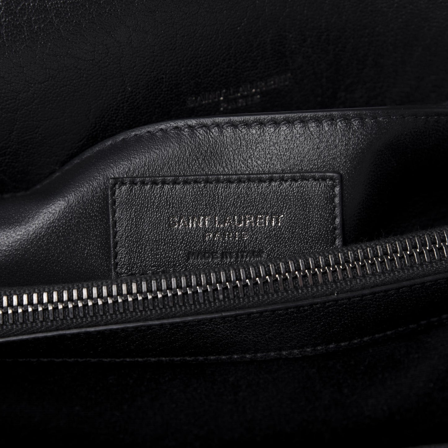 Sheepskin Matelasse Chevron Monogram Monochrome Large College Satchel Black