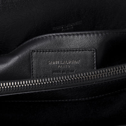 Saint Laurent Sheepskin Matelasse Chevron Monogram Monochrome Large College Satchel Black 10 of 12