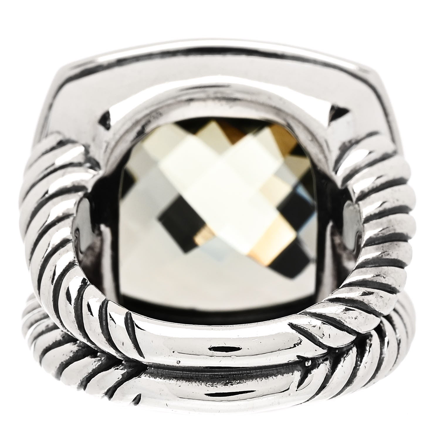 David Yurman Sterling Silver Diamond Prasiolite 17mm Albion Ring 51 5.75 4 of 6
