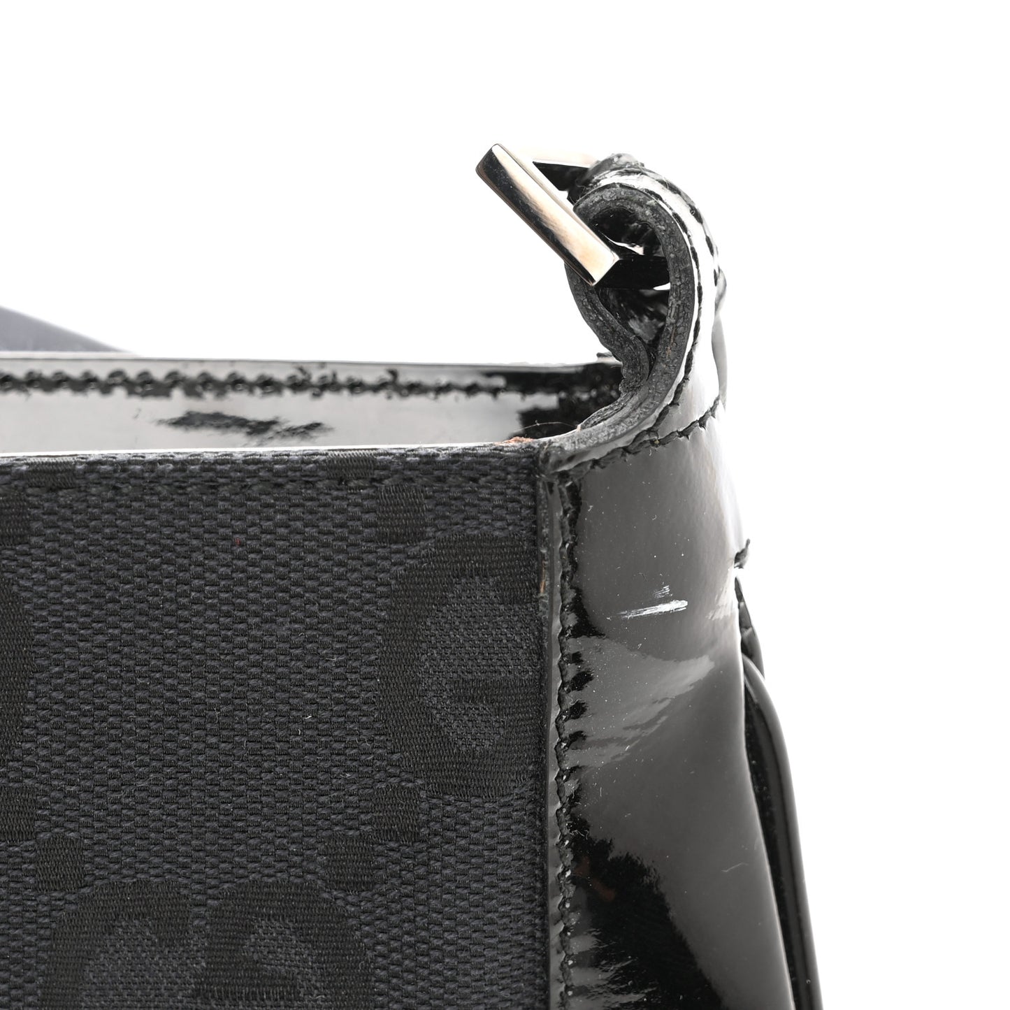 Patent Jumbo Monogram Canvas Shoulder Bag Black