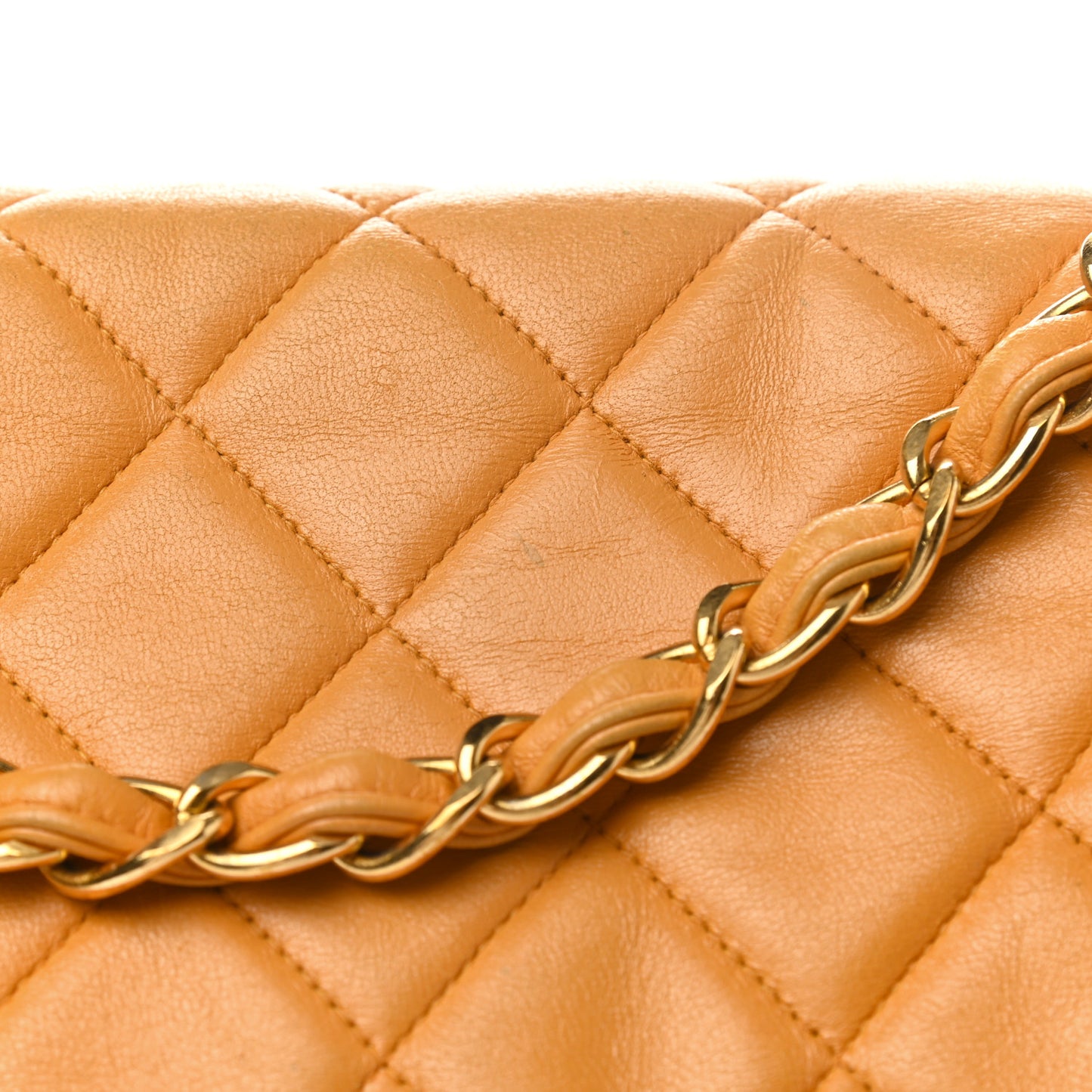 Lambskin Quilted Jumbo Single Flap Beige