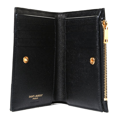 Saint Laurent Grain De Poudre Matelasse Chevron Monogram Zipped Two-Part Wallet Black 4 of 6