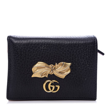 Gucci Calfskin GG Marmont Bow Card Case Black 1 of 6