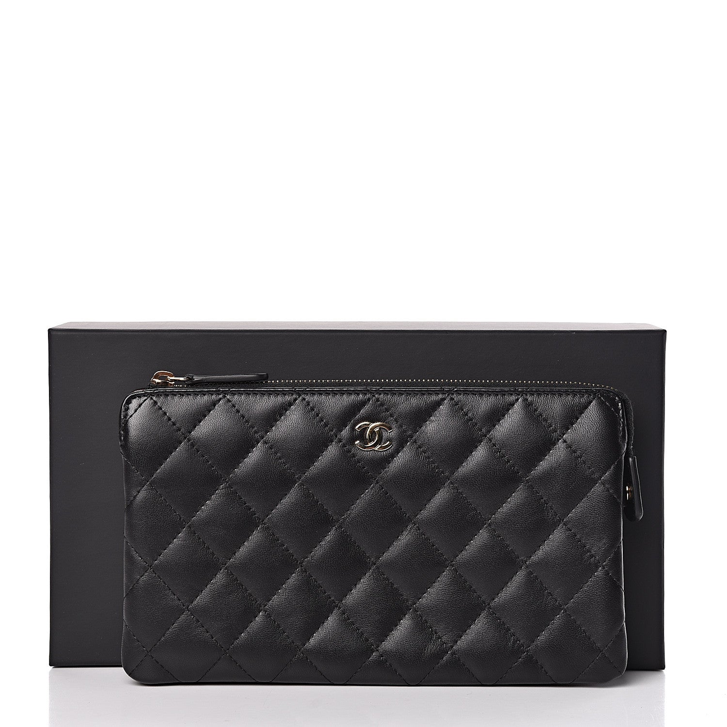 Chanel Lambskin Quilted Small Zipped Pouch Black 9 of 9