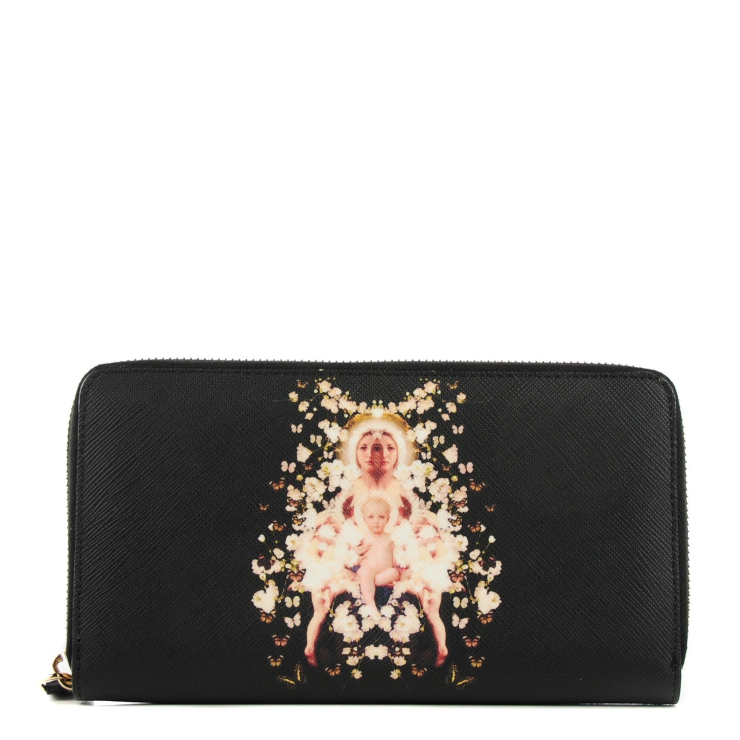 Givenchy Textured Coated Canvas Iconic Print Madonna Print Baby's Breath Zip Around Wallet 1 of 8