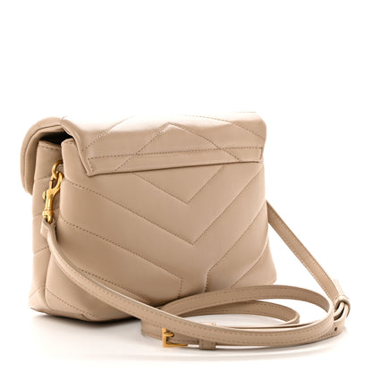 Saint Laurent Calfskin Y Quilted Monogram Toy Loulou Crossbody Bag Dark Beige 3 of 13