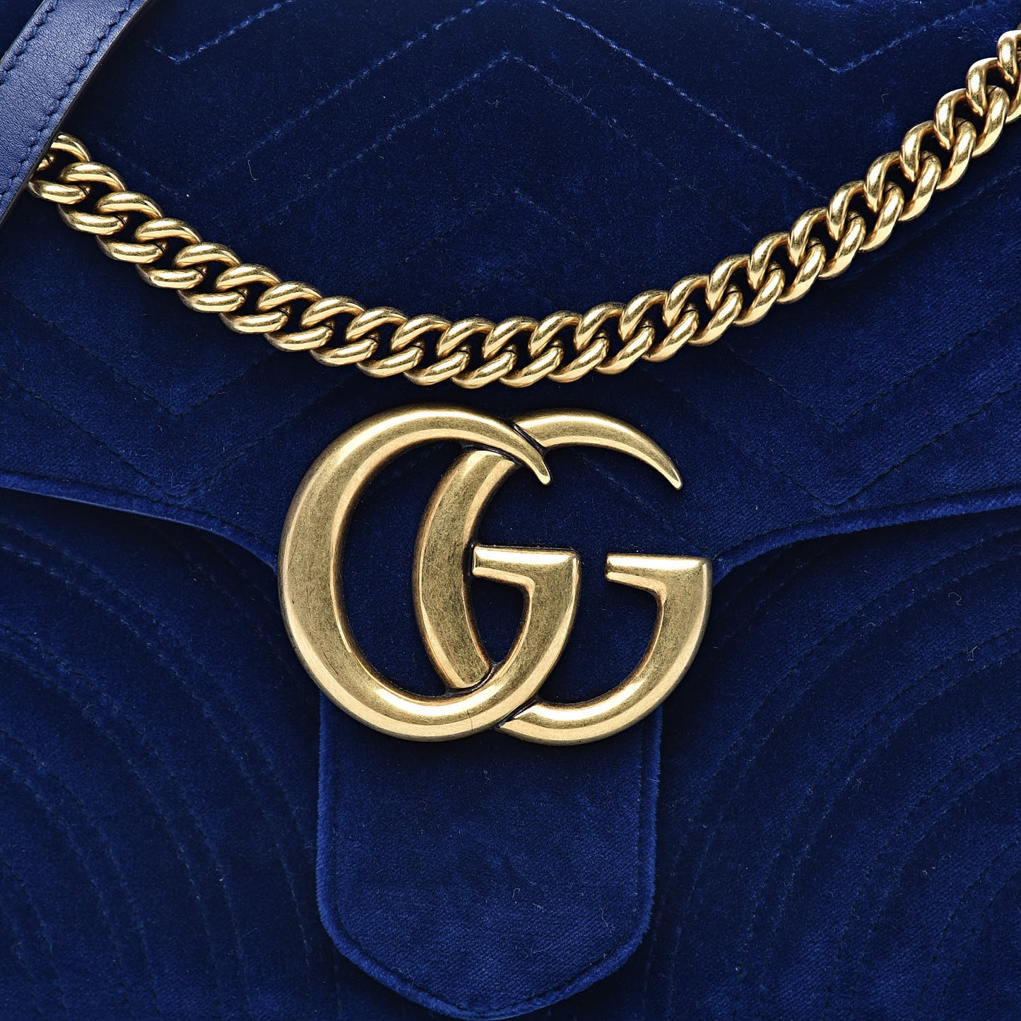 Velvet Matelasse Medium GG Marmont Shoulder Bag Cobalt Blue