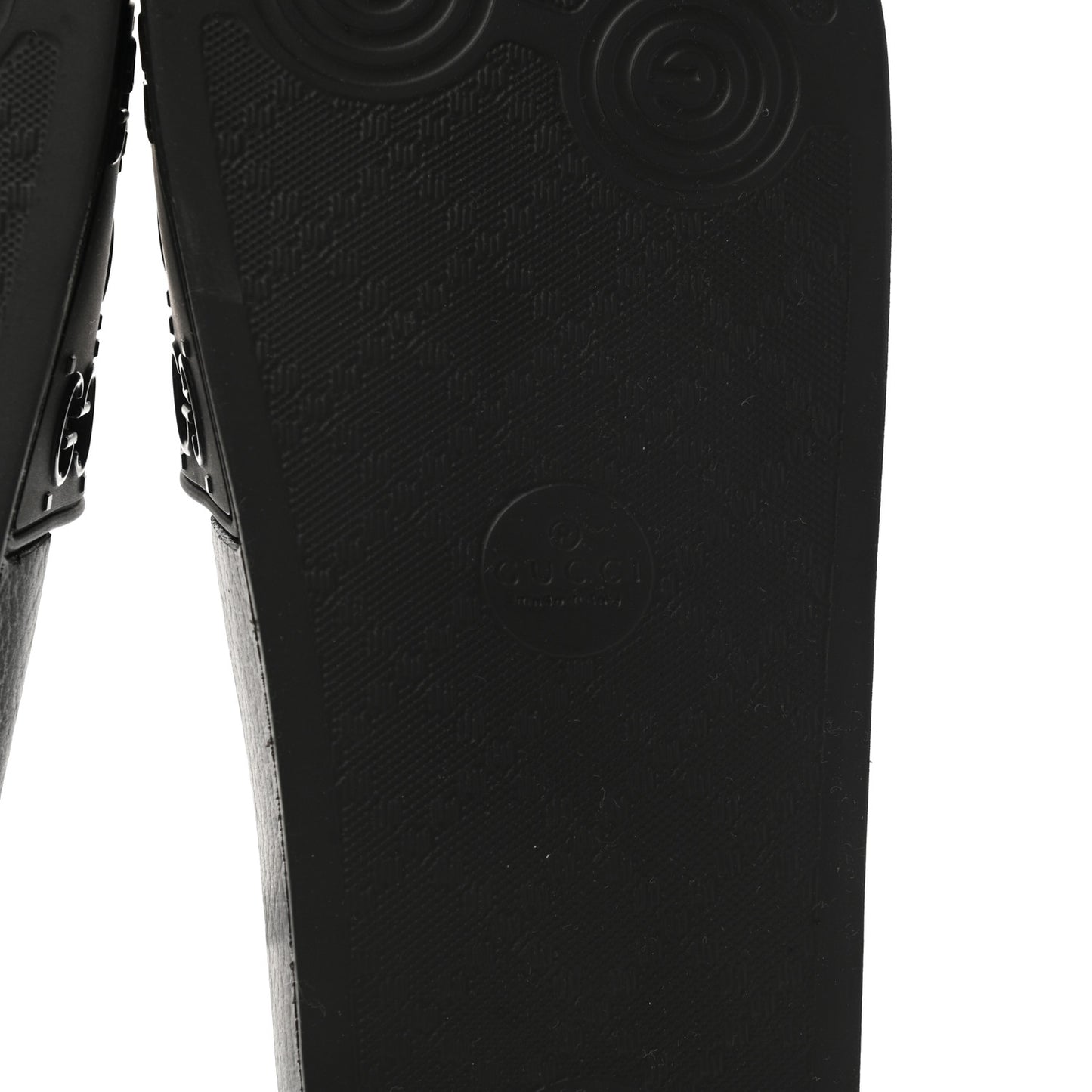 Rubber GG Monogram Perforated Womens Slide Sandals 37 Black