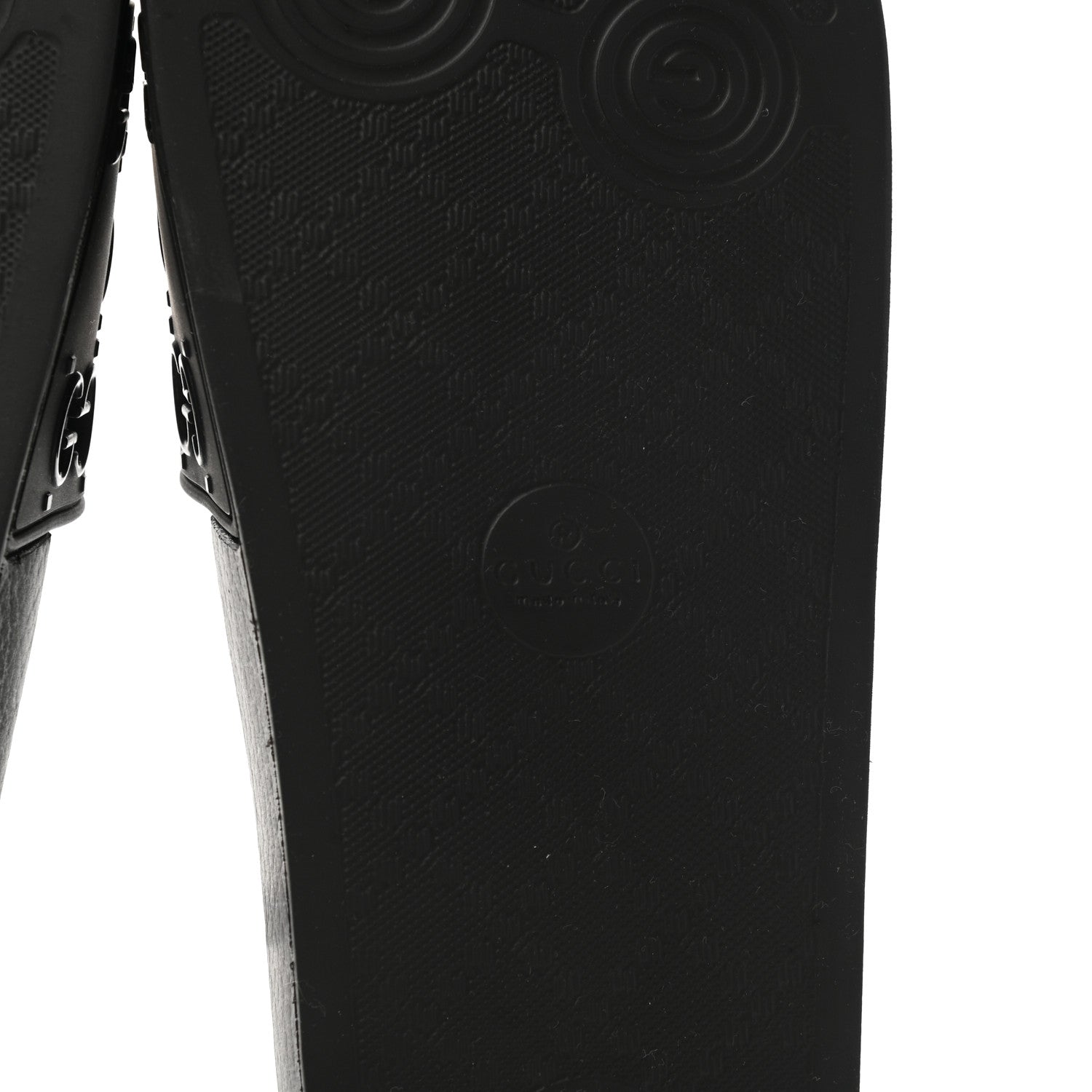 Gucci Rubber GG Monogram Perforated Womens Slide Sandals 37 Black 6 of 7