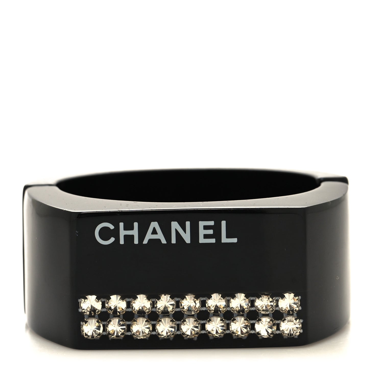 Resin Crystal Logo Bangle Bracelet Black