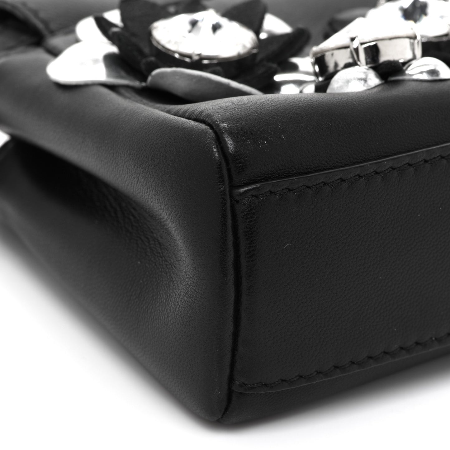 Nappa Crystal Flowerland Micro Peekaboo Iconic Satchel Black