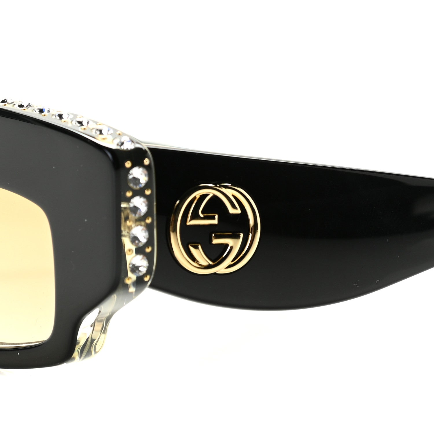 Gucci Acetate Crystal Embellished Sunglasses GG0782S Black Gold 5 of 8