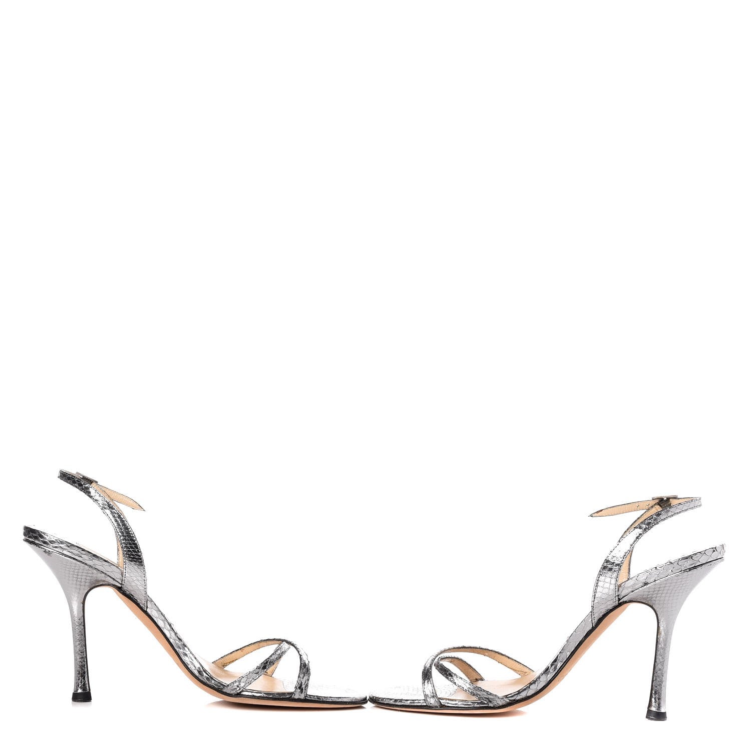 Jimmy Choo Metallic Python India Sandals 38.5 Silver 6 of 10