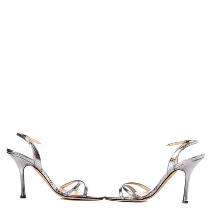 Jimmy Choo Metallic Python India Sandals 38.5 Silver 6 of 10