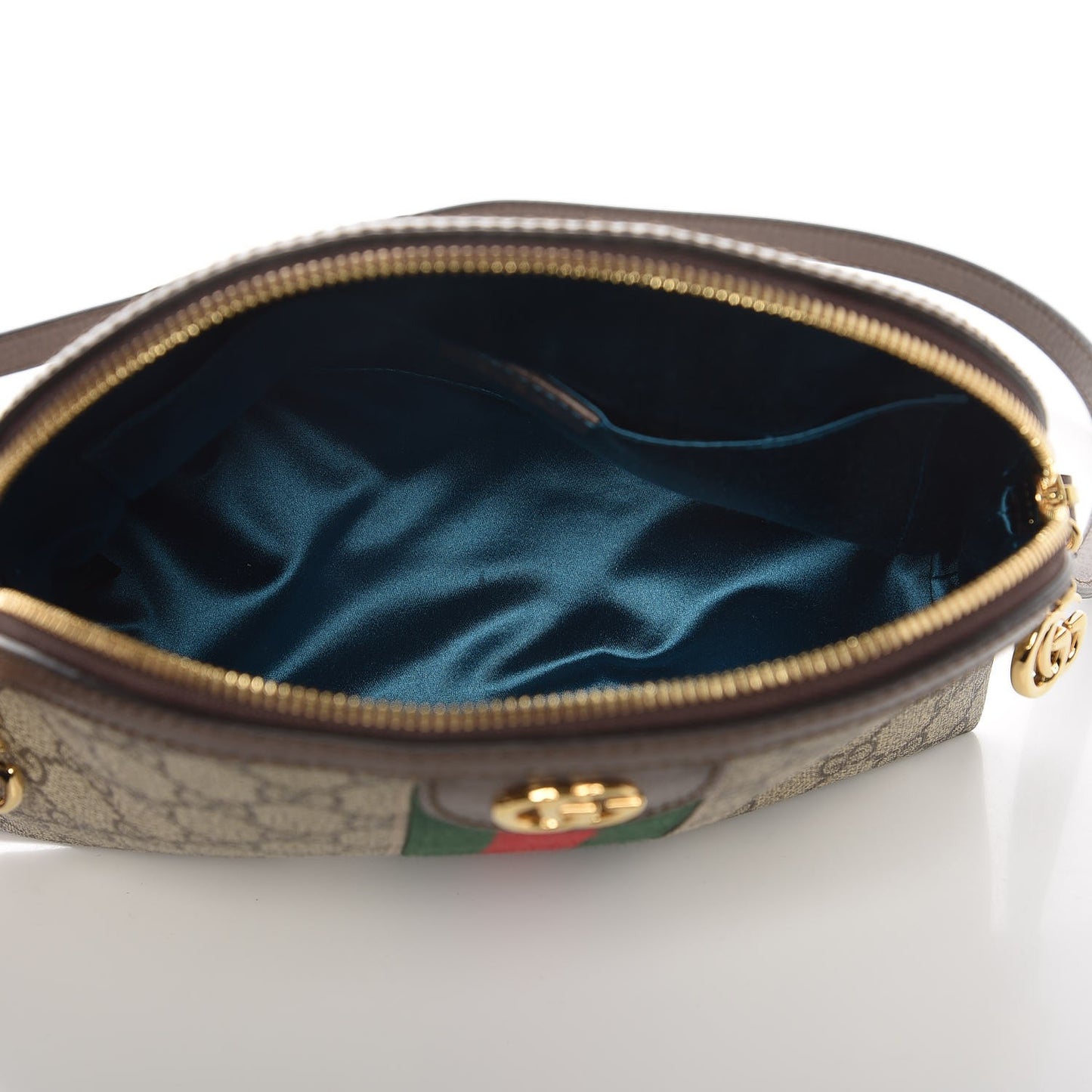 GG Supreme Monogram Textured Dollar Calfskin Web Small Ophidia Dome Shoulder Bag Beige Ebony New Acero