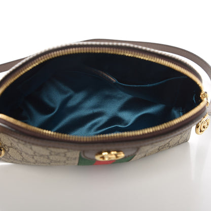 Gucci GG Supreme Monogram Textured Dollar Calfskin Web Small Ophidia Dome Shoulder Bag Beige Ebony New Acero 5 of 7