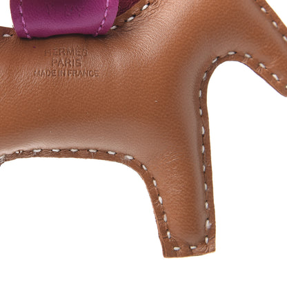 Hermes Milo Lambskin Grigri Rodeo Horse Bag Charm PM Sesame Grenat Rose Poupre 3 of 4