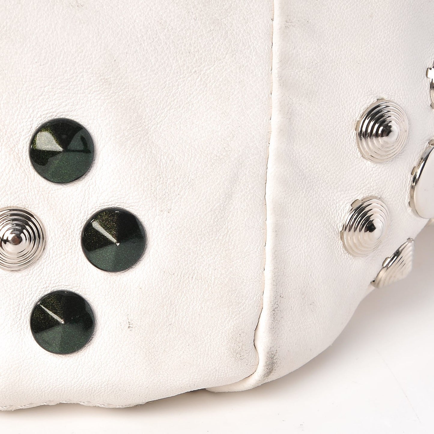 Calfskin Studded Lola Tote White