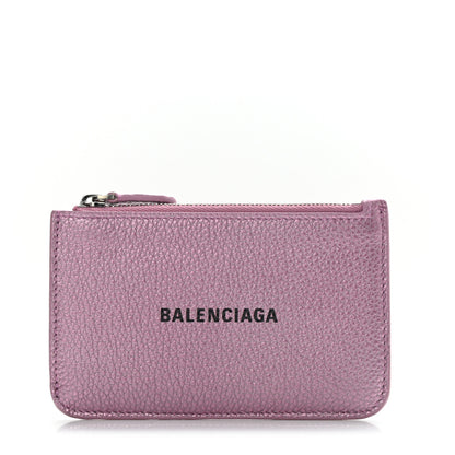 Balenciaga Metallic Grained Calfskin Logo Large Cash Long Coin Card Holder Pink Black 1 of 7