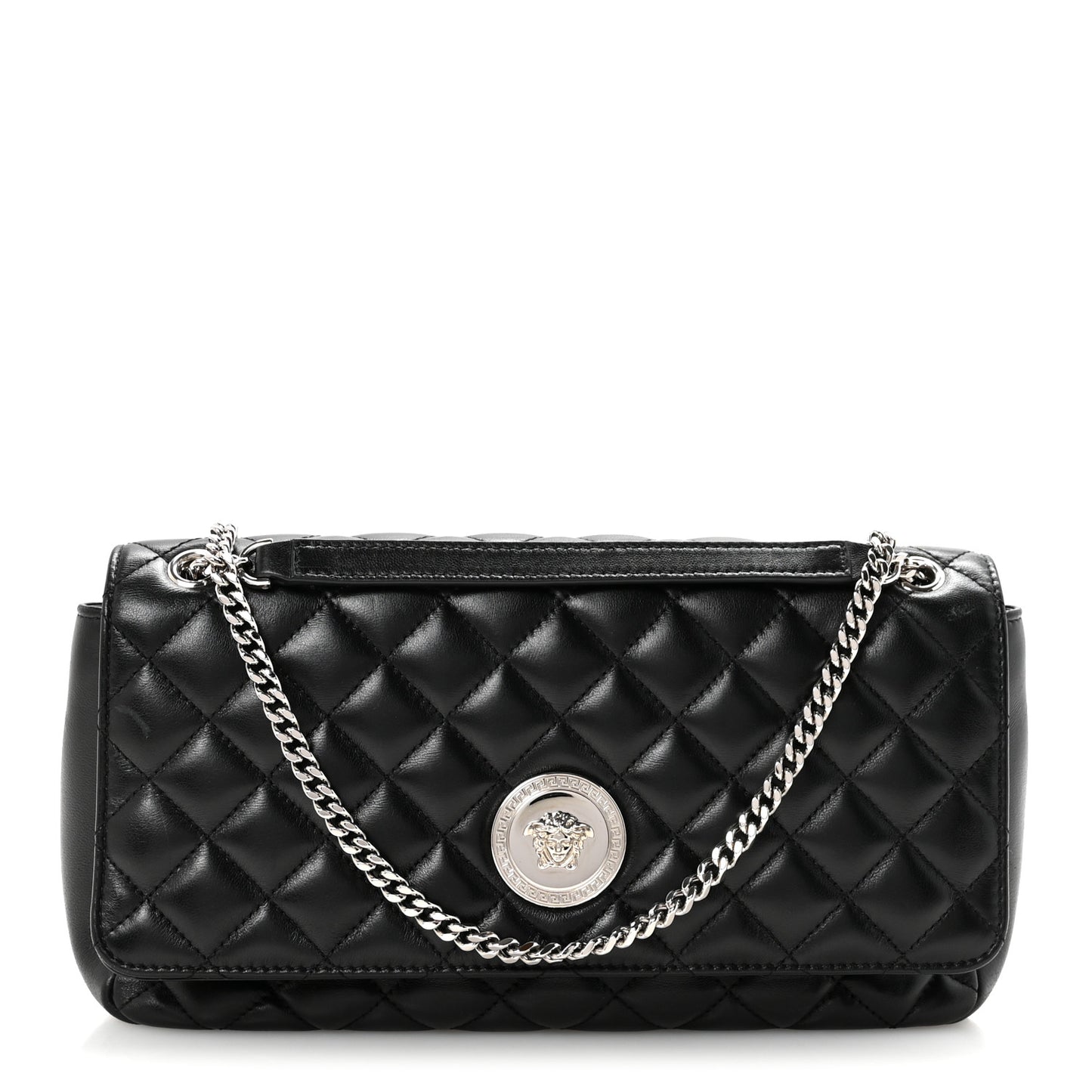 Nappa Quilted Medusa Medium Chain Crossbody Black