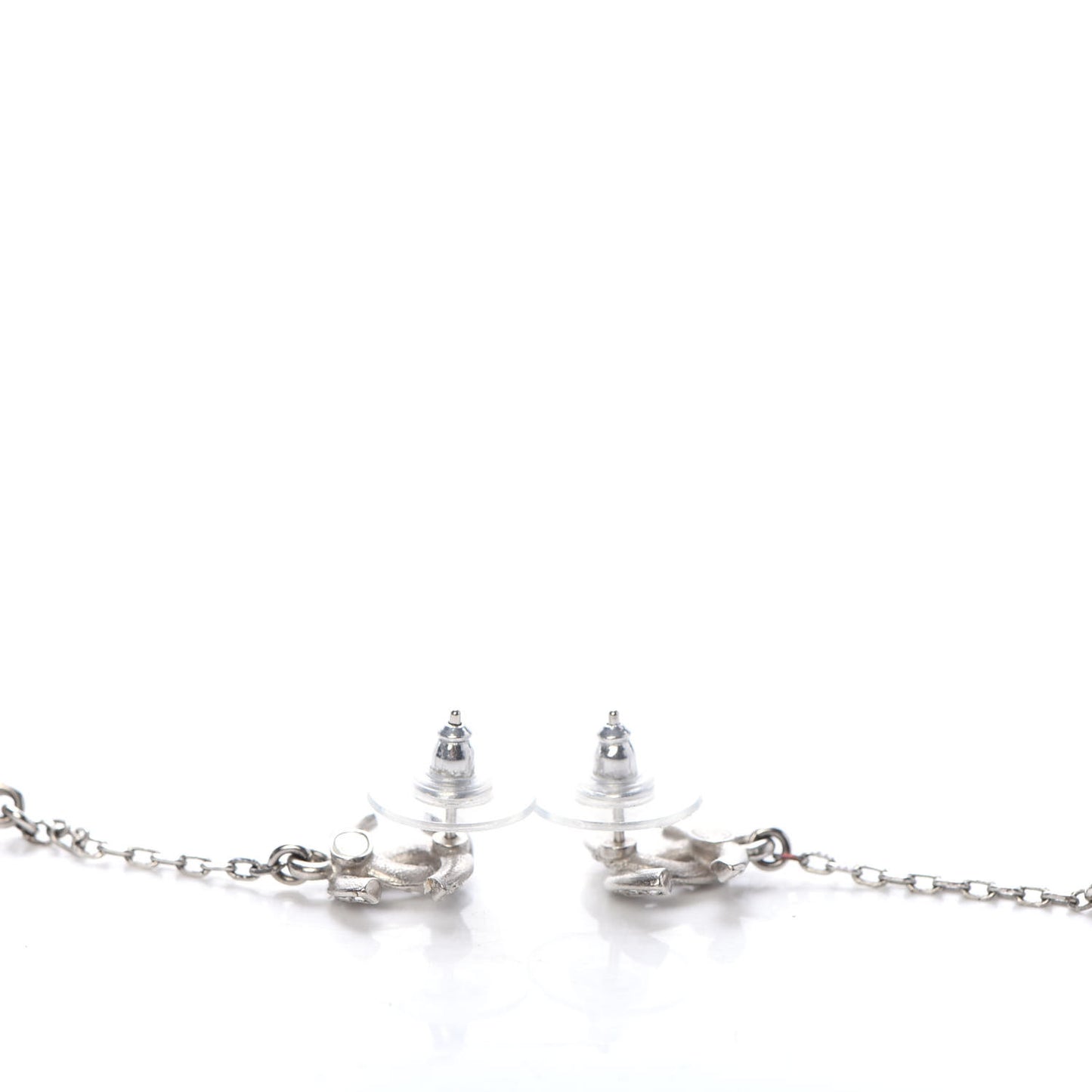 Crystal Resin CC Drop Earrings Silver
