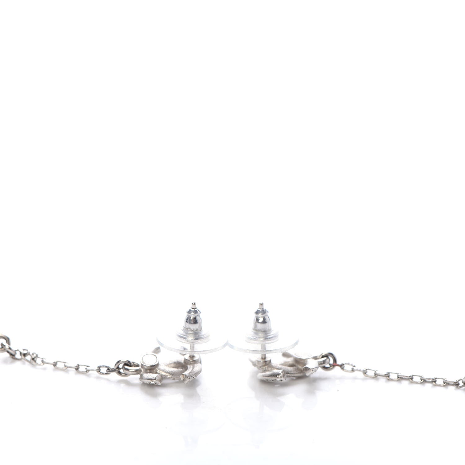Chanel Crystal Resin CC Drop Earrings Silver 3 of 5