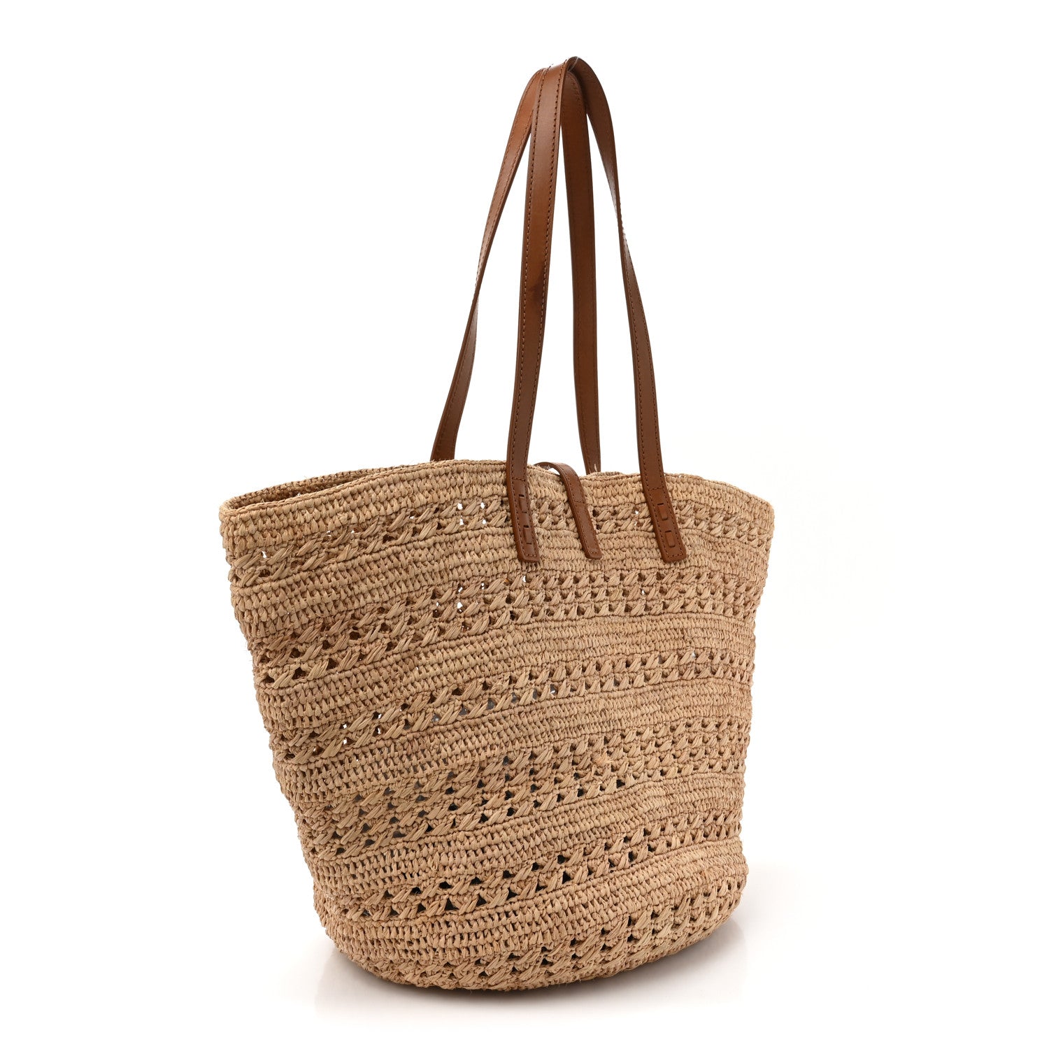 Saint Laurent Raffia Calfskin Medium Panier Tote Naturel 3 of 11